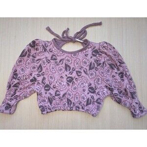 Free People No Ordinary Top Smoked Pink Floral Cropped Women's Small